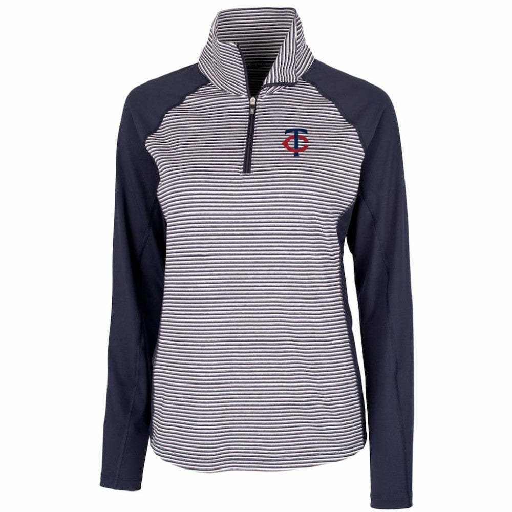 Minnesota Twins Cutter & Buck Women's DryTec Forge Tonal Stripe Stretch Half-Zip Top | MLB Near me