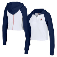 Atlanta Braves Lusso Women's Jane Raglan Quarter-Zip Tri-Blend Cropped Pullover Hoodie | MLB Near me