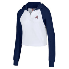 Atlanta Braves Lusso Women's Jane Raglan Quarter-Zip Tri-Blend Cropped Pullover Hoodie | MLB Near me