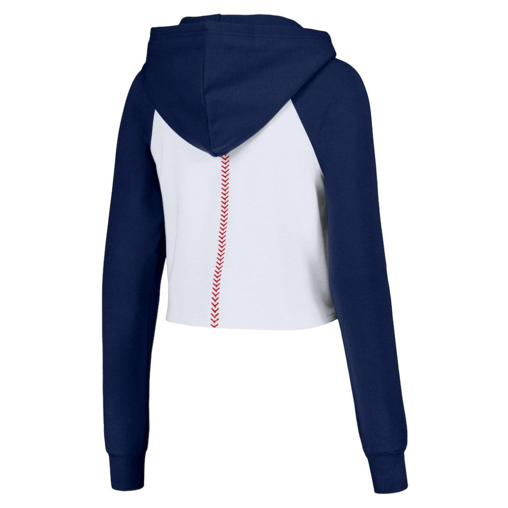 Atlanta Braves Lusso Women's Jane Raglan Quarter-Zip Tri-Blend Cropped Pullover Hoodie | MLB Near me