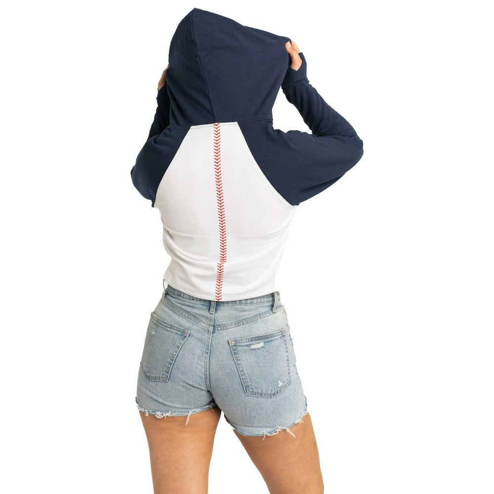 Houston Astros Lusso Women's Jane Raglan Quarter-Zip Tri-Blend Cropped Pullover Hoodie | MLB Near me