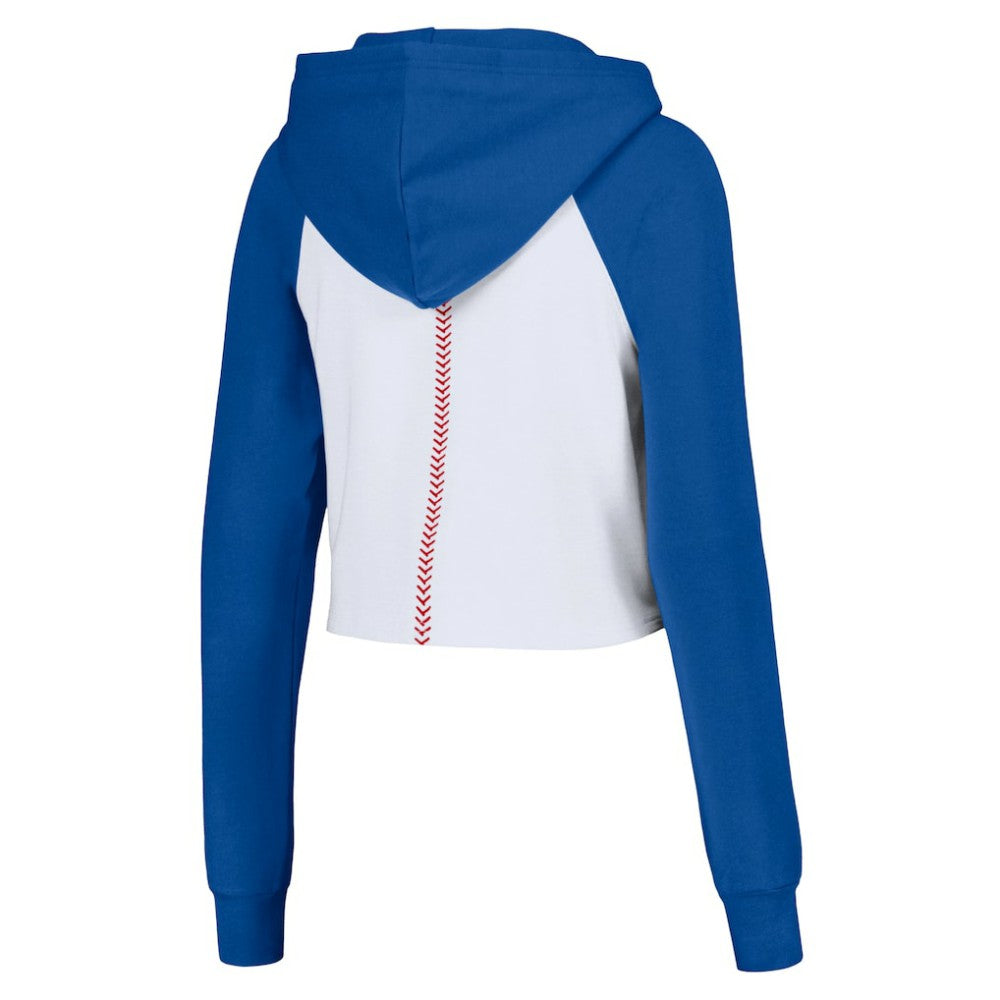 Los Angeles Dodgers Lusso Women's Jane Raglan Quarter-Zip Tri-Blend Cropped Pullover Hoodie | MLB US