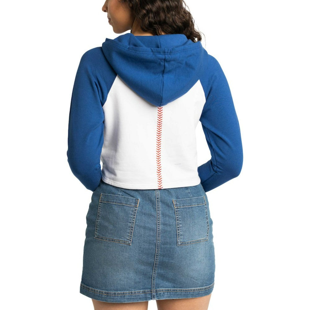 Los Angeles Dodgers Lusso Women's Jane Raglan Quarter-Zip Tri-Blend Cropped Pullover Hoodie | MLB US