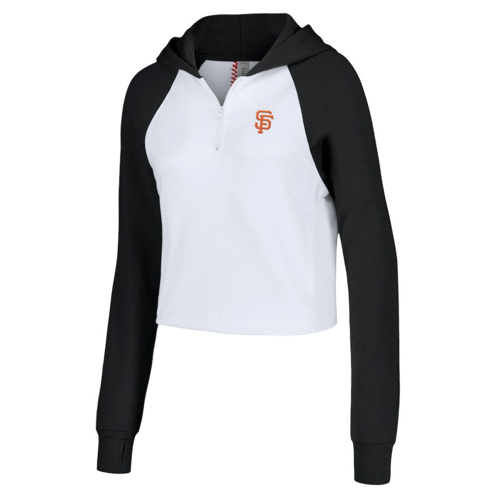San Francisco Giants Lusso Women's Jane Raglan Quarter-Zip Tri-Blend Cropped Pullover Hoodie | MLB Outlet