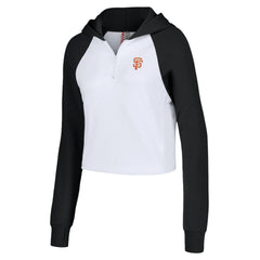 San Francisco Giants Lusso Women's Jane Raglan Quarter-Zip Tri-Blend Cropped Pullover Hoodie | MLB Outlet