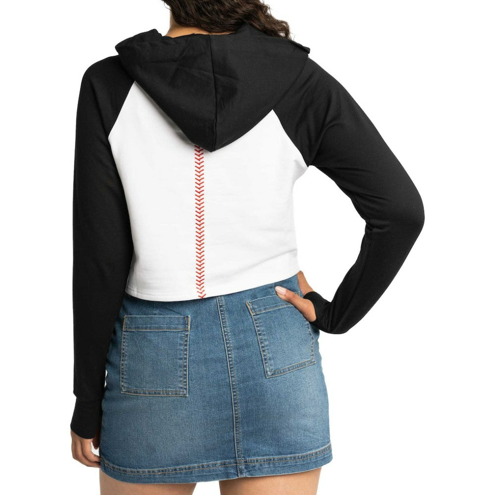 San Francisco Giants Lusso Women's Jane Raglan Quarter-Zip Tri-Blend Cropped Pullover Hoodie | MLB Outlet