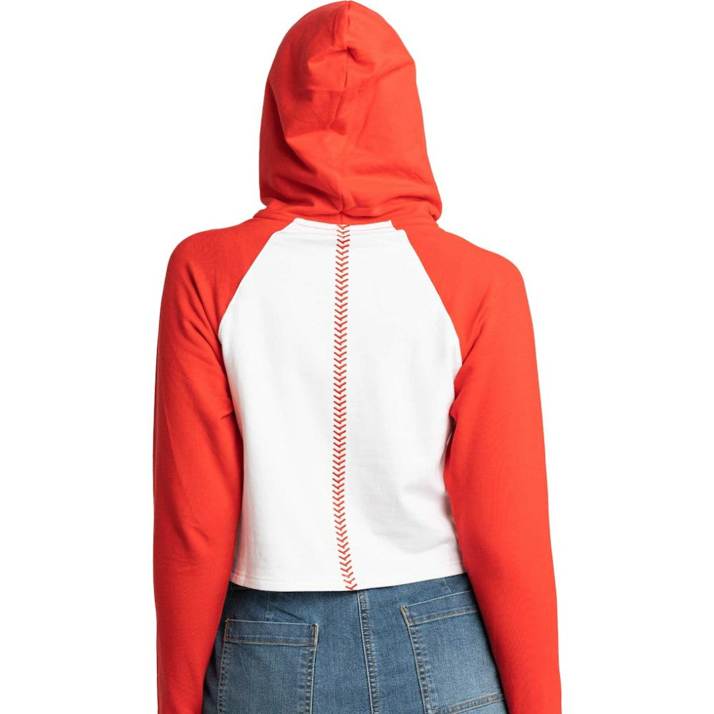 St. Louis Cardinals Lusso Women's Jane Raglan Quarter-Zip Tri-Blend Cropped Pullover Hoodie | MLB New