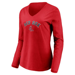 Boston Red Sox Women's Cooperstown Collection Personalized Winning Streak Long Sleeve V-Neck T-Shirt | MLB Sale