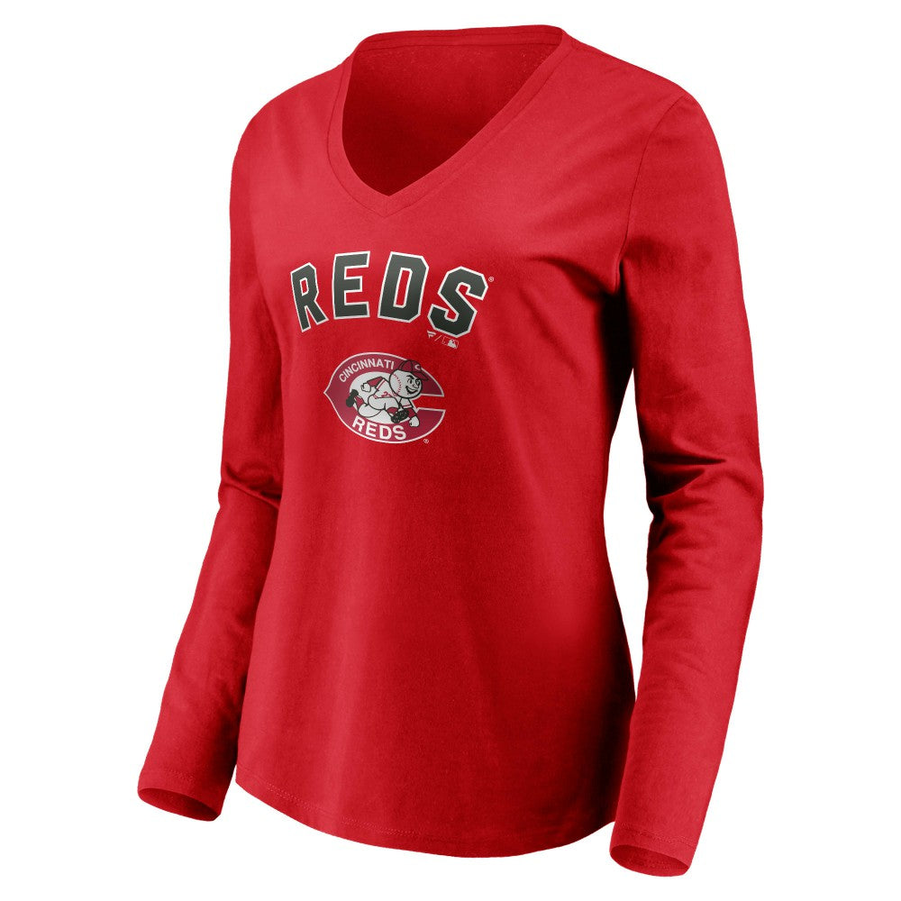 Cincinnati Reds Women's Cooperstown Collection Personalized Winning Streak Long Sleeve V-Neck T-Shirt | MLB US