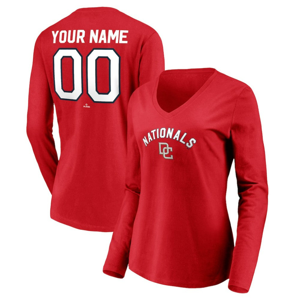 Washington Nationals Women's Cooperstown Collection Personalized Winning Streak Long Sleeve V-Neck T-Shirt | MLB Shop