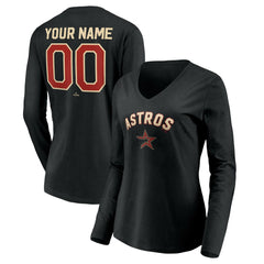 Houston Astros Women's Personalized Cooperstown Collection Alternate Winning Streak Long Sleeve V-Neck T-Shirt | MLB US