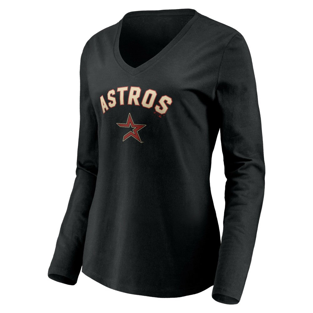 Houston Astros Women's Personalized Cooperstown Collection Alternate Winning Streak Long Sleeve V-Neck T-Shirt | MLB US