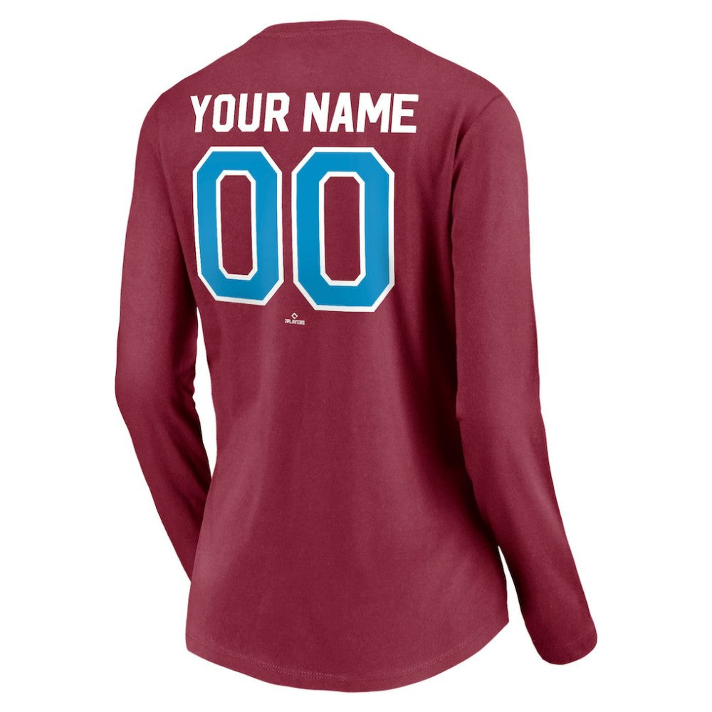 Philadelphia Phillies Women's Personalized Cooperstown Collection Alternate Winning Streak Long Sleeve V-Neck T-Shirt | MLB Discount