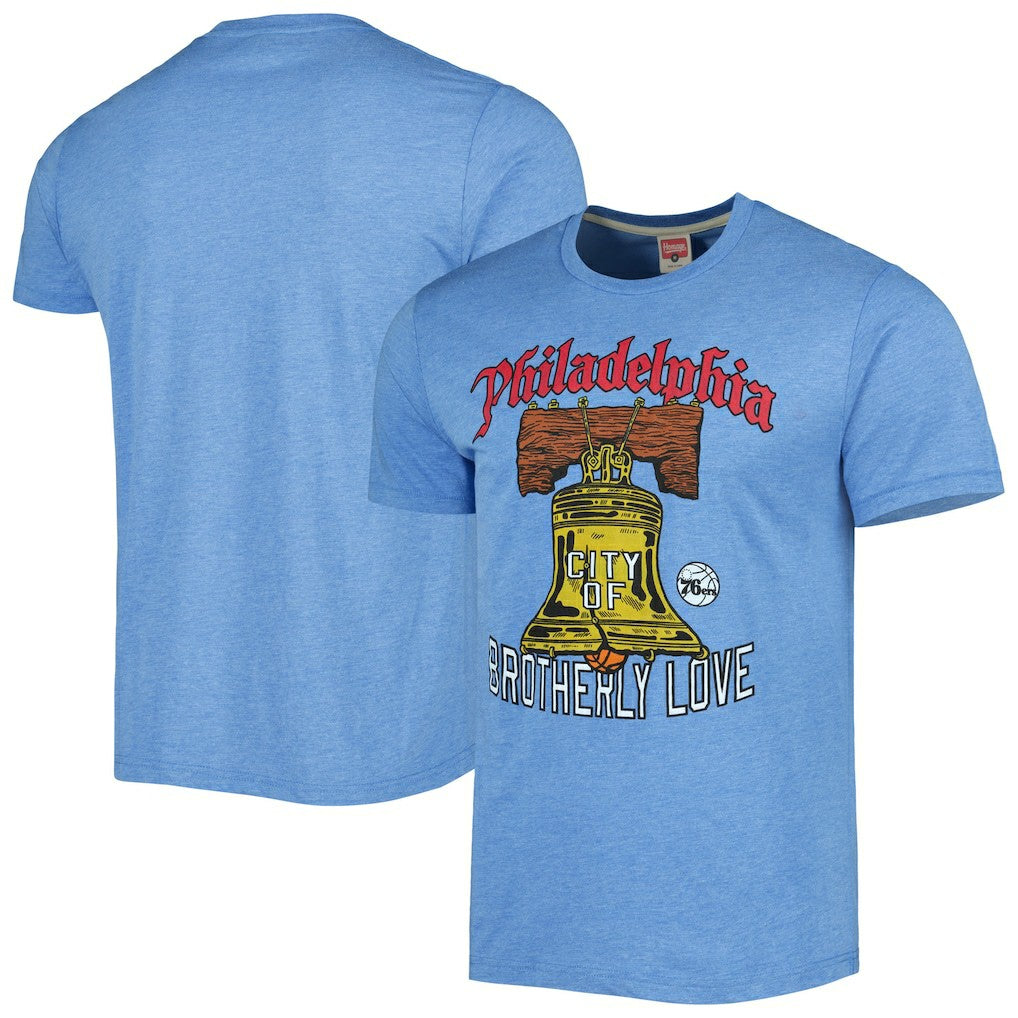 Philadelphia 76ers Homage Unisex Hometown Hyper Local Tri-Blend T-Shirt On Sale
