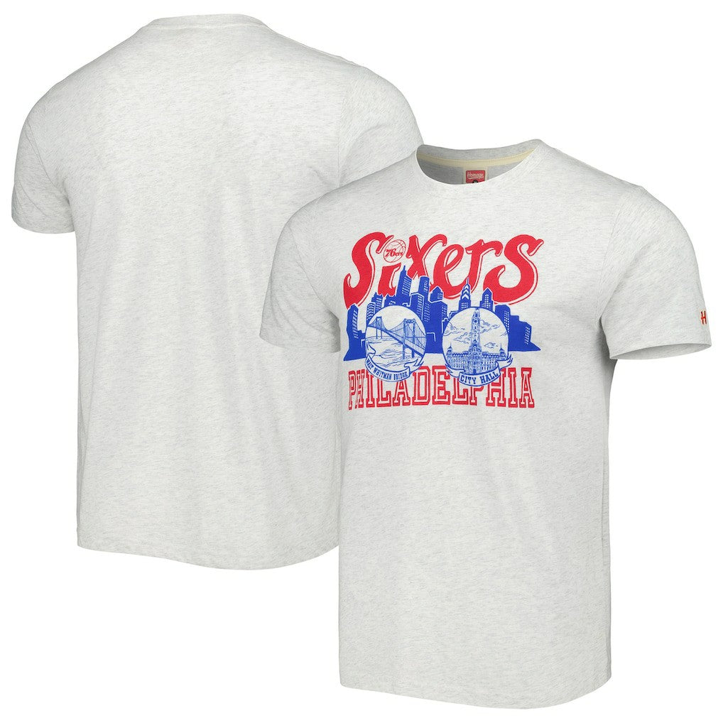 Philadelphia 76ers Homage Unisex Hometown Hyper Local Tri-Blend T-Shirt On Sale