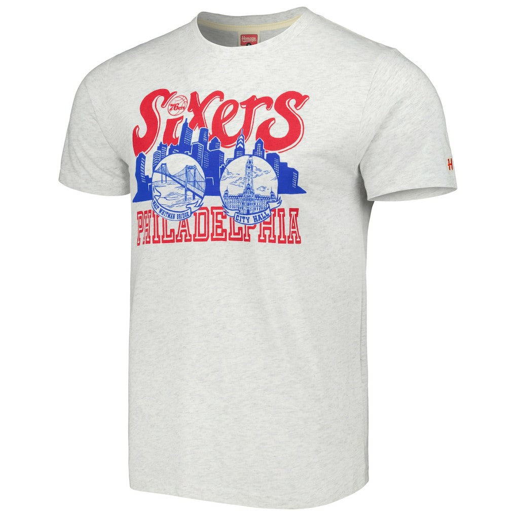 Philadelphia 76ers Homage Unisex Hometown Hyper Local Tri-Blend T-Shirt On Sale
