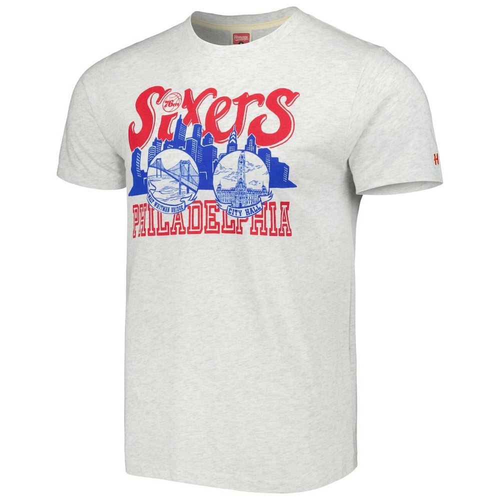 Philadelphia 76ers Homage Unisex Hometown Hyper Local Tri-Blend T-Shirt On Sale