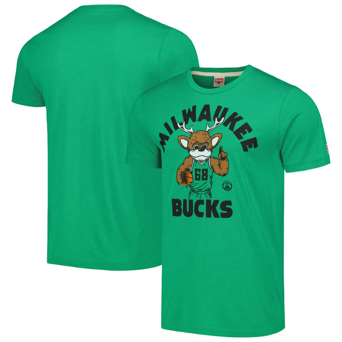 Milwaukee Bucks Homage Unisex Team Mascot Tri-Blend T-Shirt New