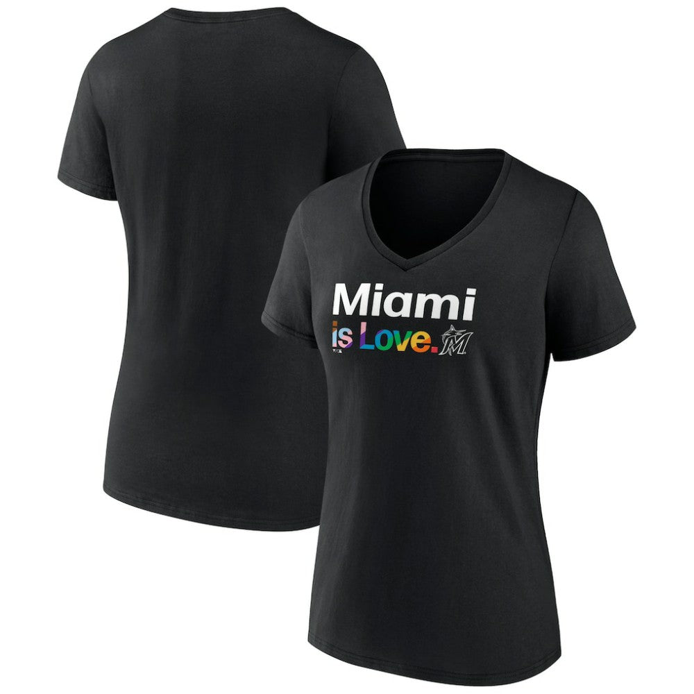 Miami Marlins Women's City Pride V-Neck T-Shirt | MLB Outlet