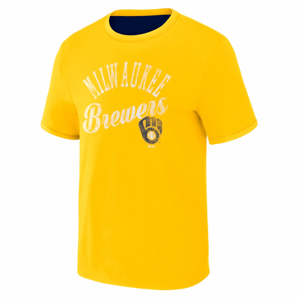 Milwaukee Brewers Darius Rucker Collection by Fanatics Two-Way Ringer Reversible T-Shirt | MLB Outlet