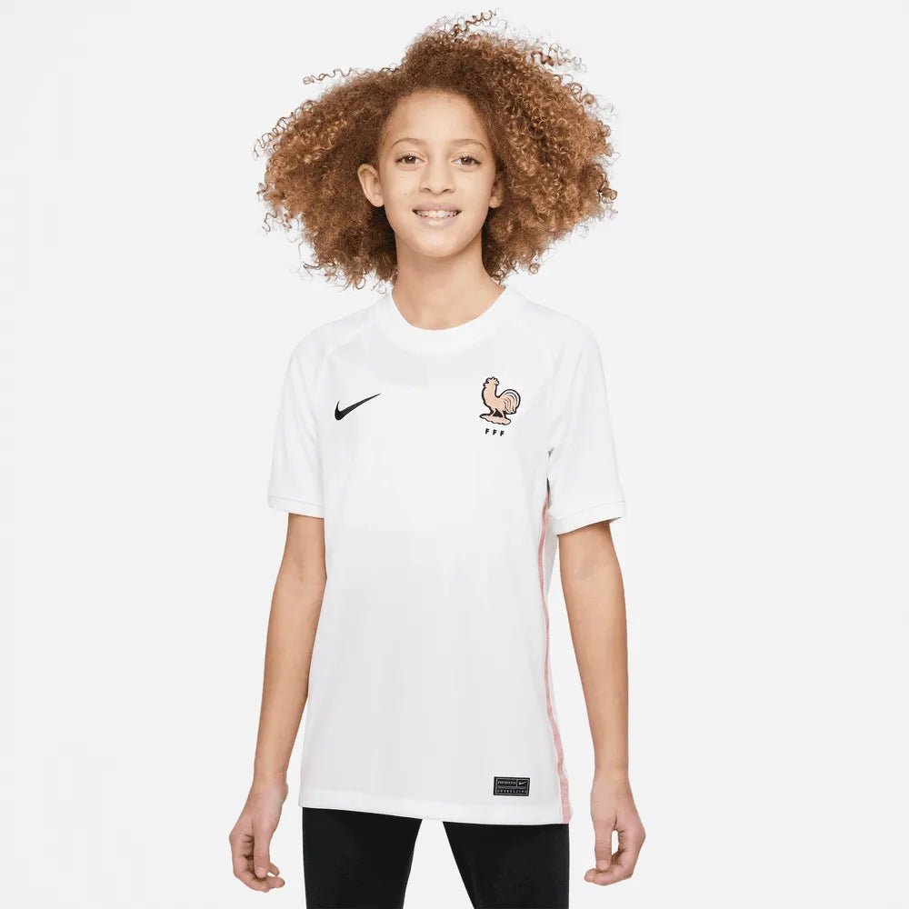 2022-23 France Away Youth Soccer Jersey White-Pink Glaze-Blue - Nike