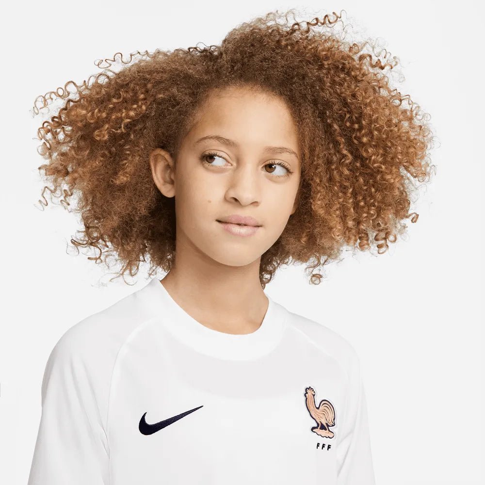 2022-23 France Away Youth Soccer Jersey White-Pink Glaze-Blue - Nike