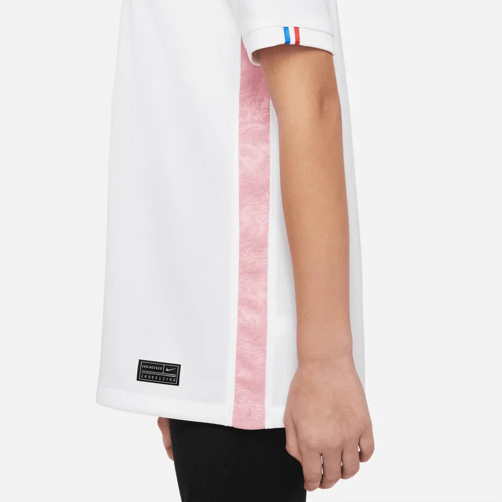 2022-23 France Away Youth Soccer Jersey White-Pink Glaze-Blue - Nike