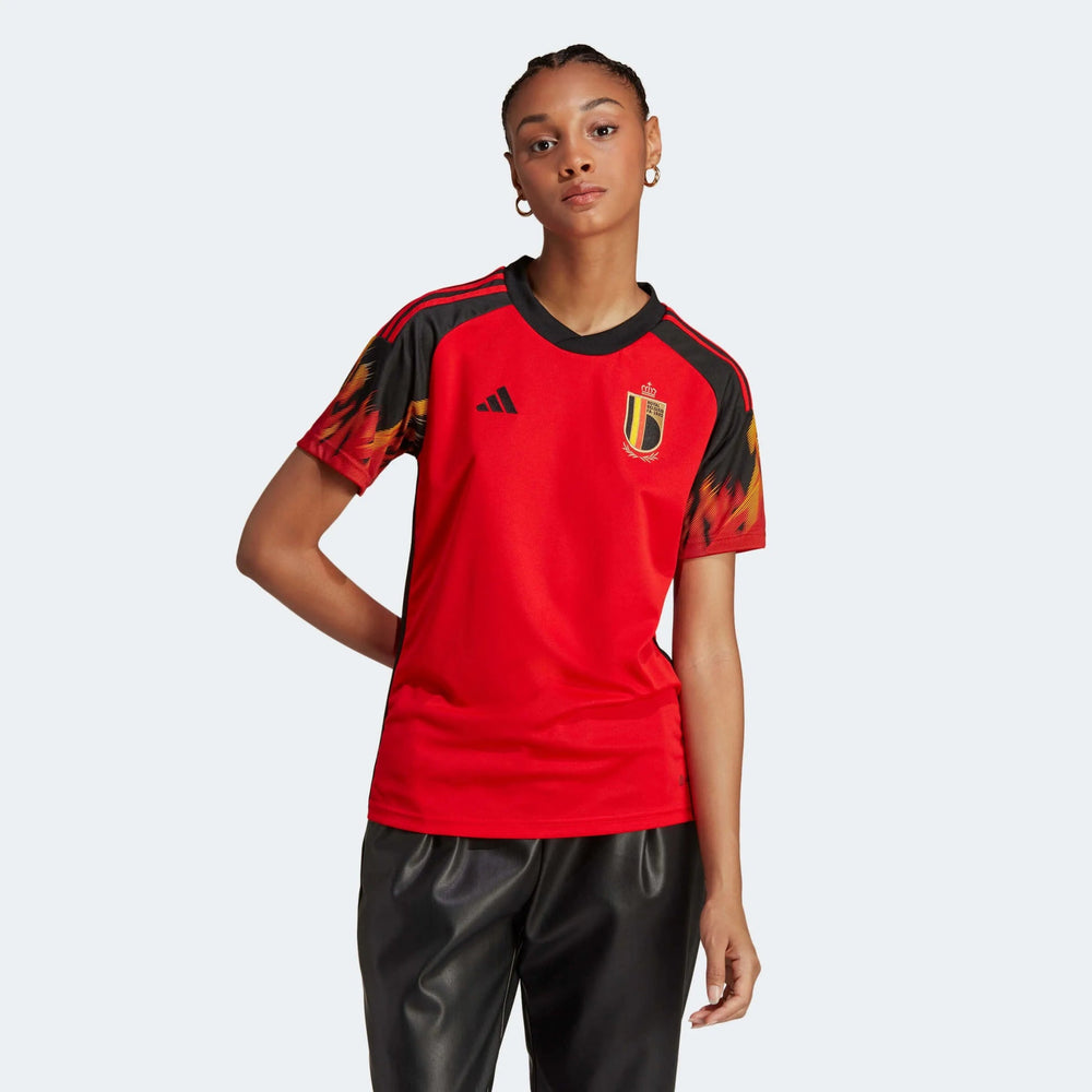 2022-23 Belgium Women's Home Soccer Jersey - Red-Black - Adidas
