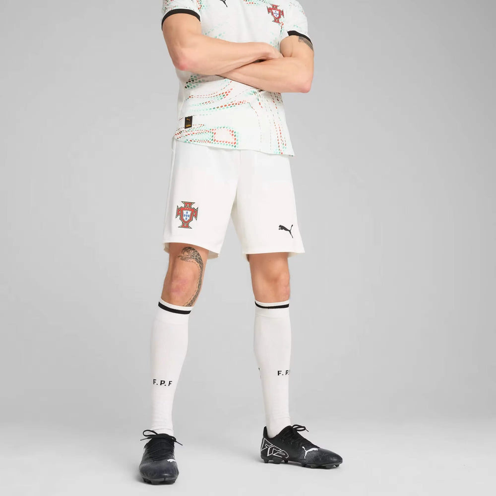2025-26 Portugal Men's Stadium Away Soccer Shorts Puma White-Puma Black - Puma