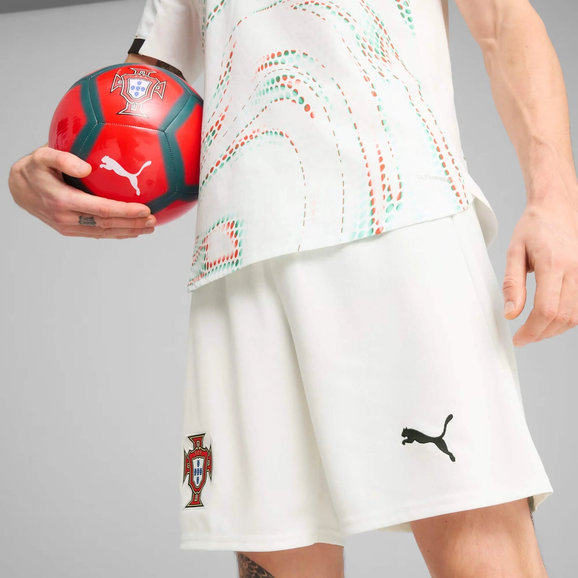 2025-26 Portugal Men's Stadium Away Soccer Shorts Puma White-Puma Black - Puma