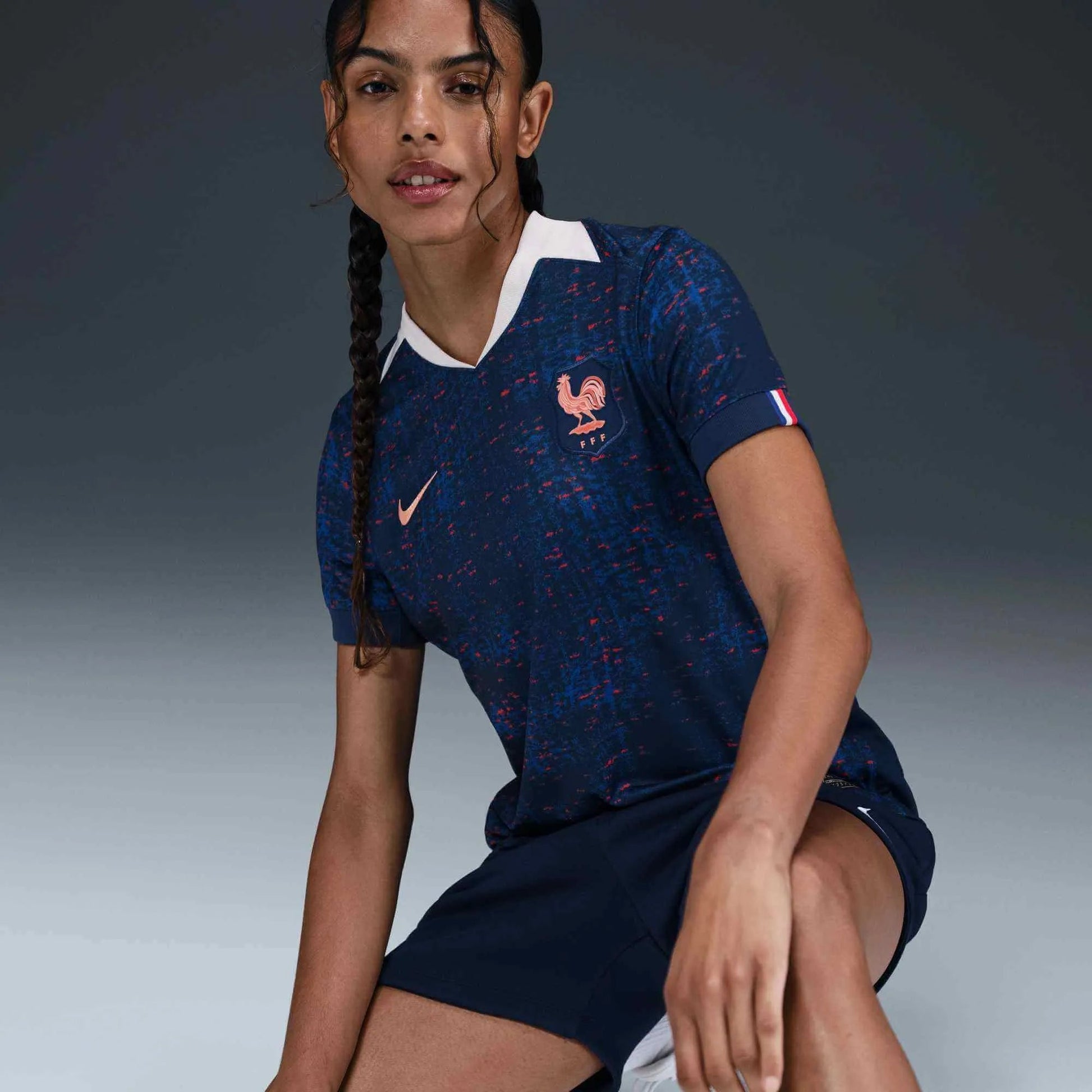 2025 France Women's Stadium Home Soccer Jersey Blue Void/Light Madder Root - Nike