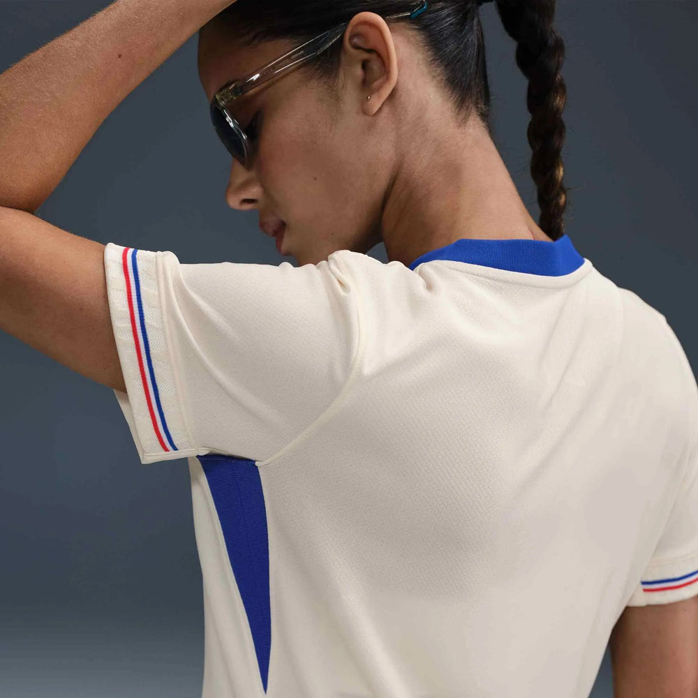 2025 France Women's Stadium Away Soccer Jersey Pale Ivory/Bright Blue/Light Madder Root - Nike