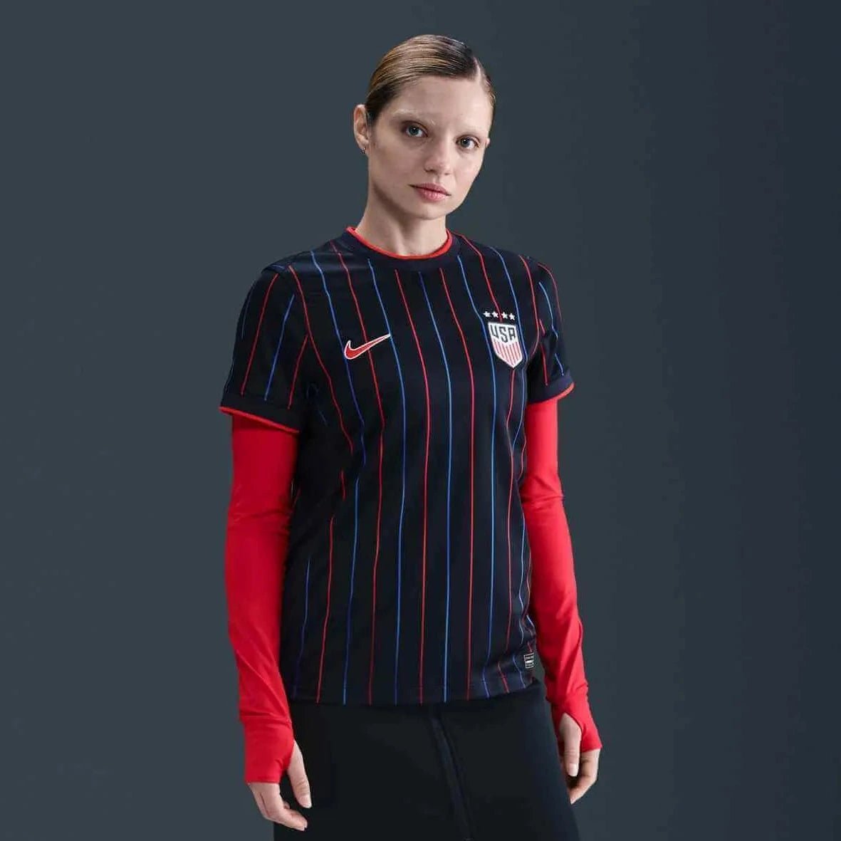 2025 USA Women's 4-Star Stadium Away Soccer Jersey Obsidian/Challenge Red/Challenge Red - Nike