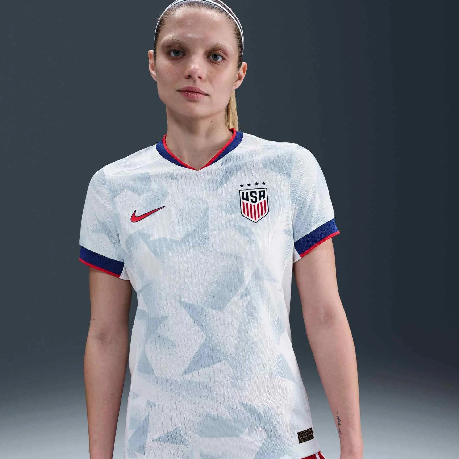 2025 USA Women's 4-Star Authentic Home Soccer Jersey White/Rush Blue/Challenge Red - Nike