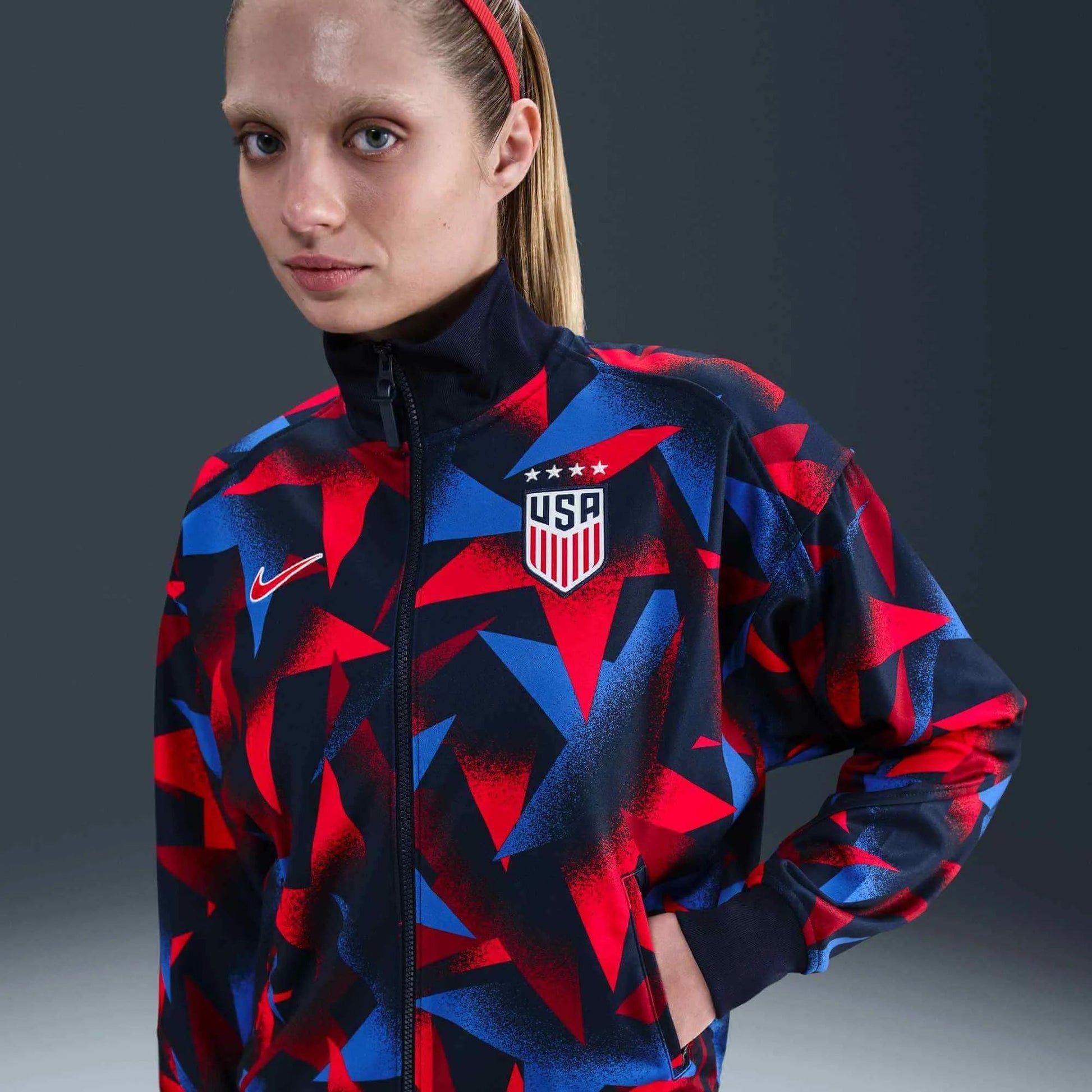 2025 USA Women's Academy Pro Anthem Jacket Obsidian/Challenge Red - Nike