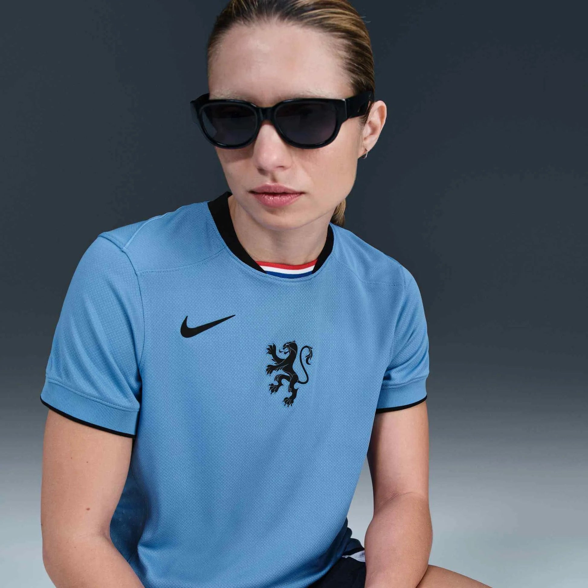 2025 Netherlands Women's Stadium Away Soccer Jersey Blue Beyond/Black - Nike