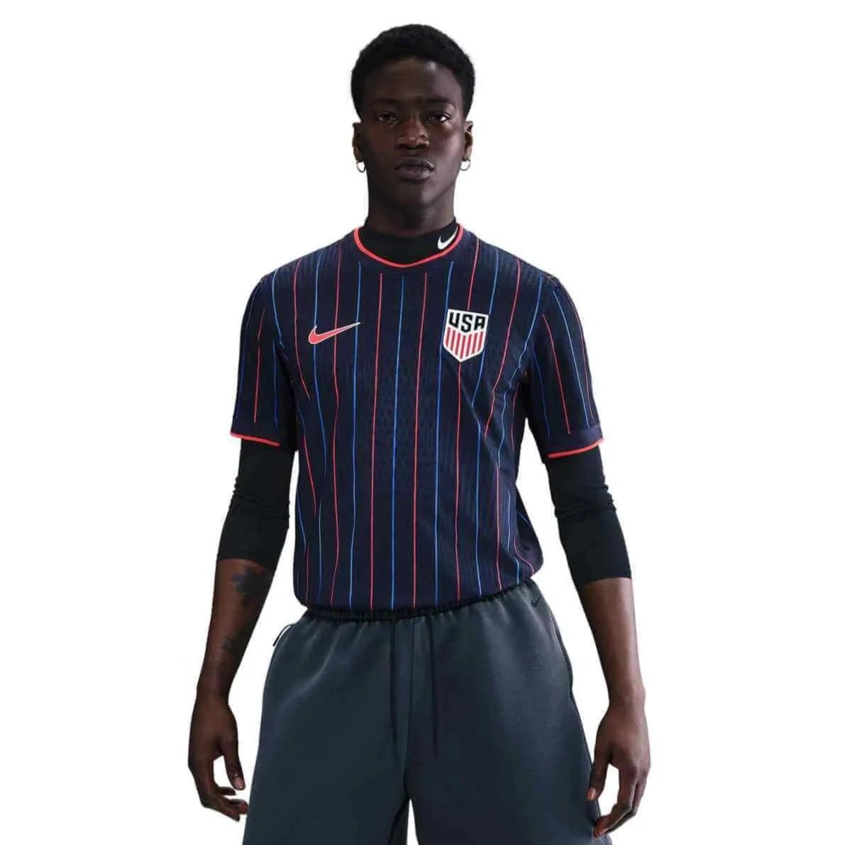 2025 USA Men's Authentic Away Soccer Jersey Obsidian/Challenge Red - Nike