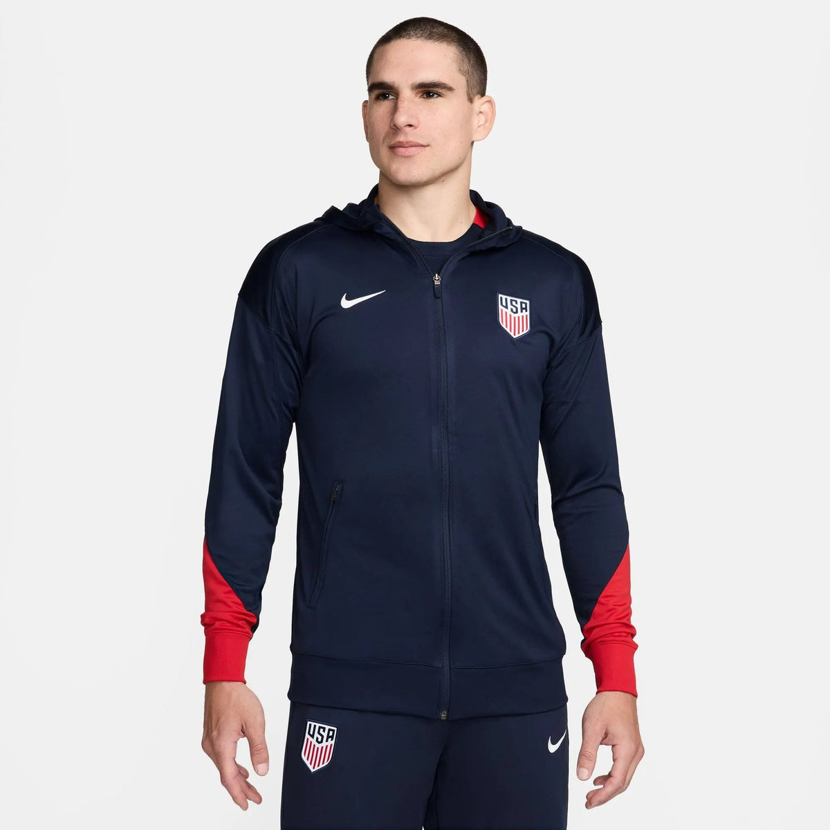 2024-25 USA Men's Strike Hoodie Track Jacket Obsidian/Sport Red/White - Nike