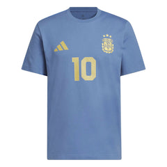 2026 Argentina Men's Messi Name And Number Tee Crew Blue - Adidas