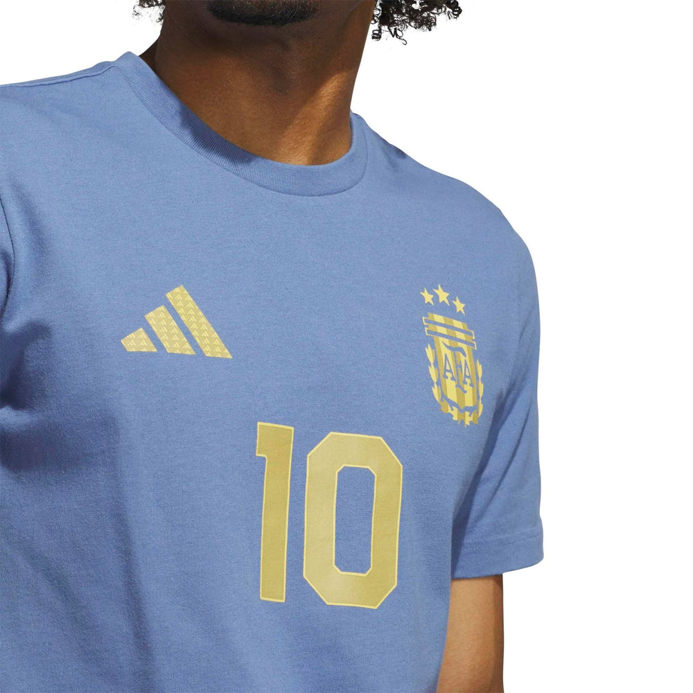 2026 Argentina Men's Messi Name And Number Tee Crew Blue - Adidas