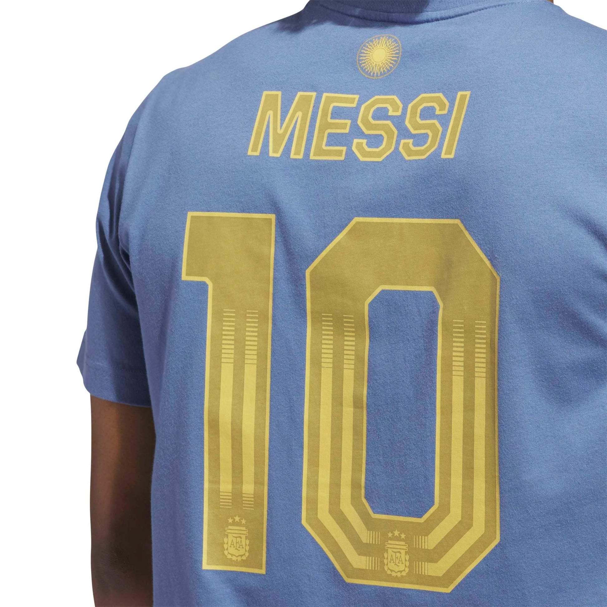 2026 Argentina Men's Messi Name And Number Tee Crew Blue - Adidas