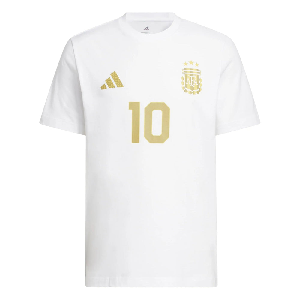 2026 Argentina Men's Messi Name And Number Tee White - Adidas