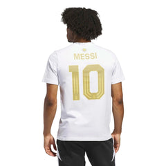 2026 Argentina Men's Messi Name And Number Tee White - Adidas