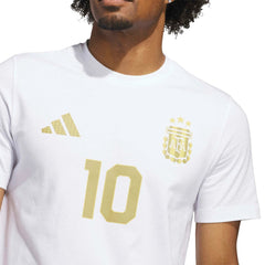 2026 Argentina Men's Messi Name And Number Tee White - Adidas