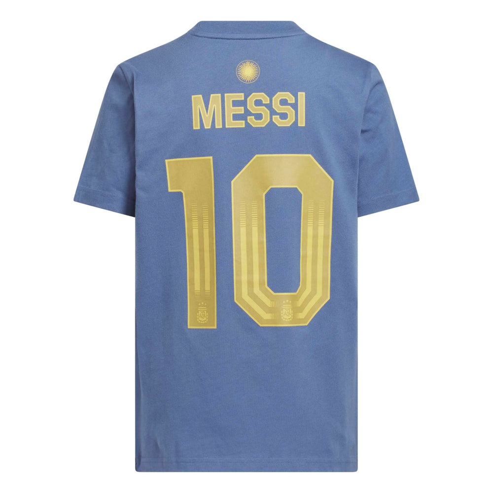 2026 Argentina Youth Messi Name And Number Tee Crew Blue - Adidas