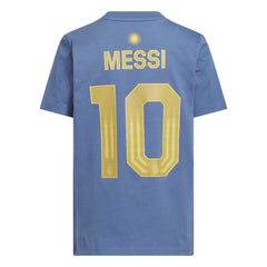 2026 Argentina Youth Messi Name And Number Tee Crew Blue - Adidas