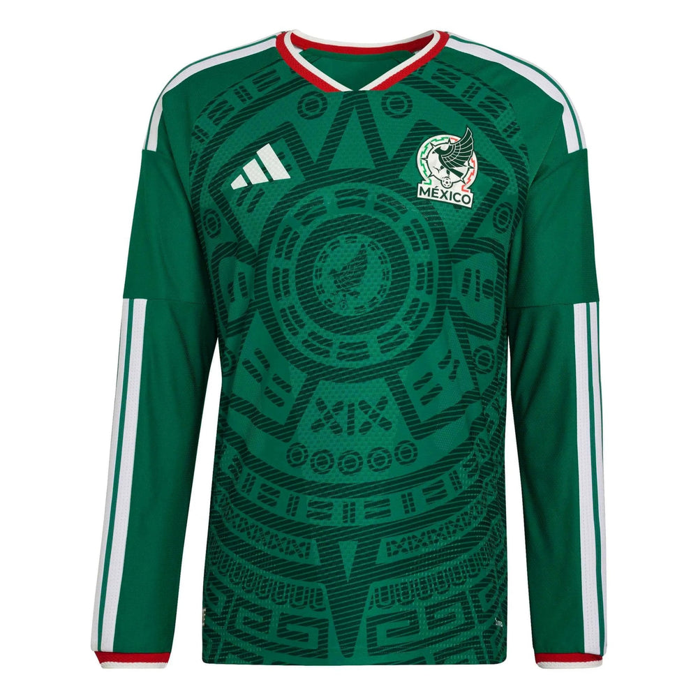 2026 Mexico Men's Authentic Home Long-Sleeve Soccer Jersey Bold Green - Adidas