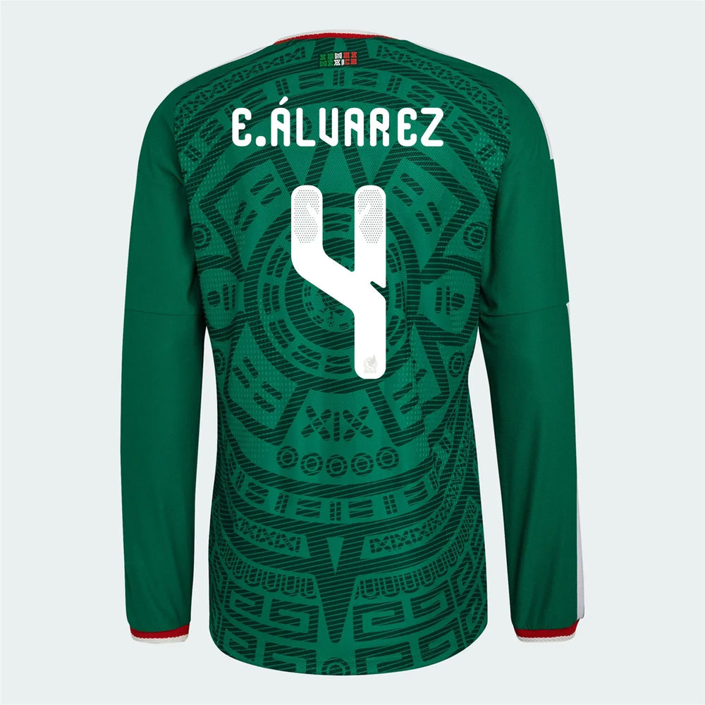 2026 Mexico Men's Authentic Home Long-Sleeve Soccer Jersey Bold Green - Adidas