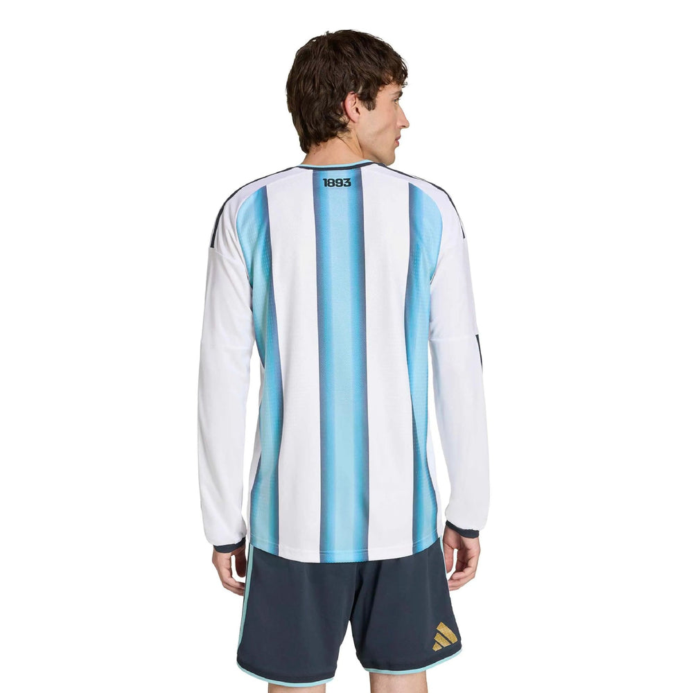 2026 Argentina Men's Authentic Home Long-Sleeve Soccer Jersey White / Icey Blue / Light Blue - Adidas