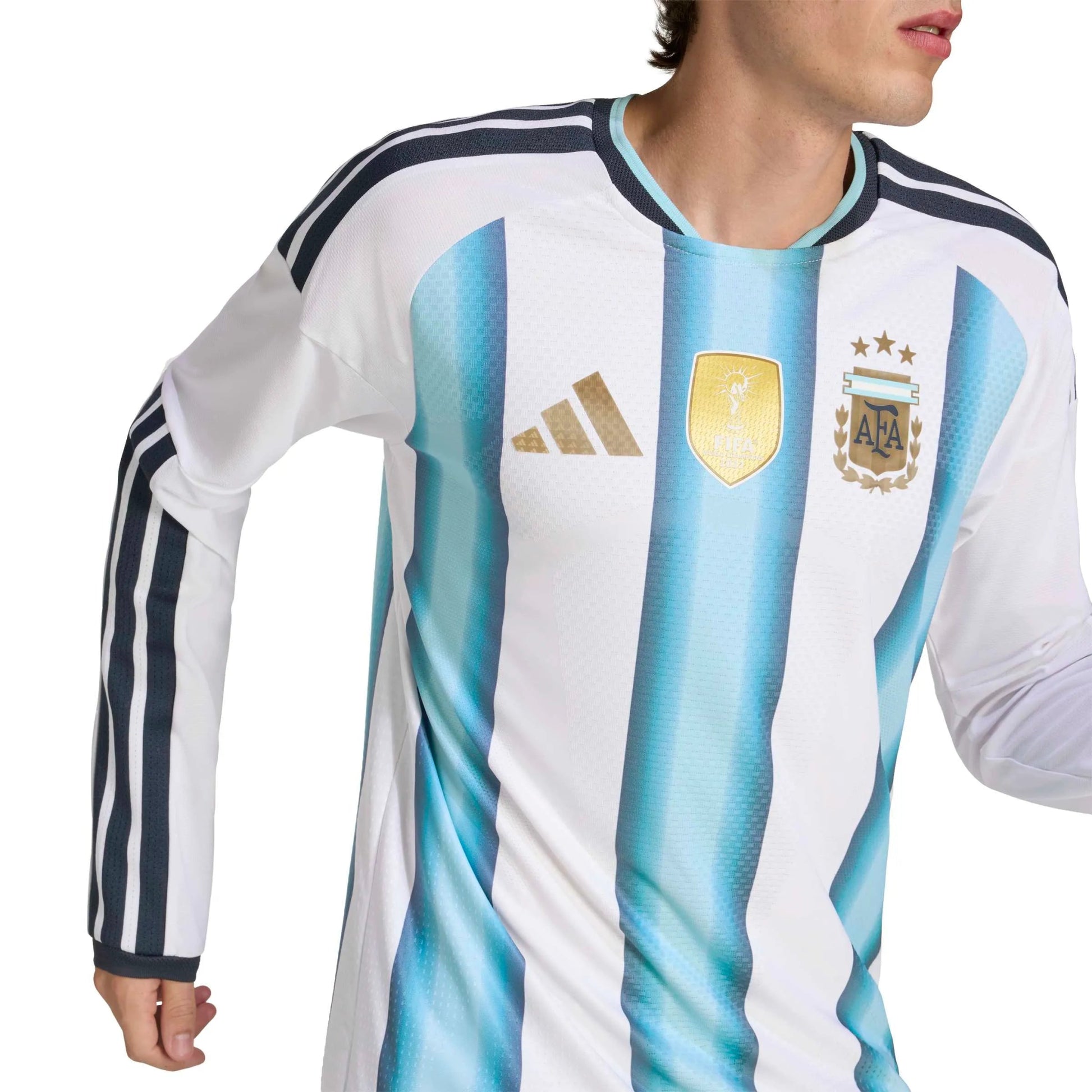 2026 Argentina Men's Authentic Home Long-Sleeve Soccer Jersey White / Icey Blue / Light Blue - Adidas